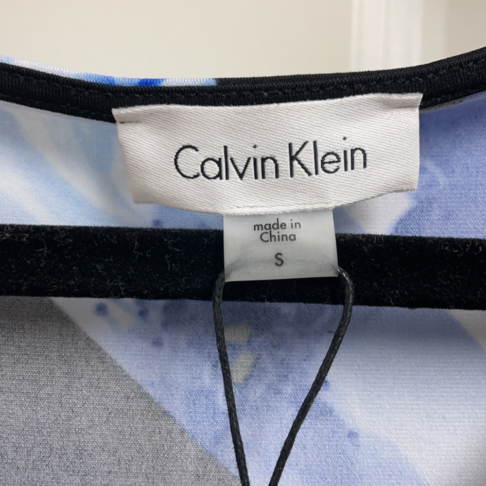 Calvin Klein Suits blue flowered cowl neck blouse - Picture 2 of 5